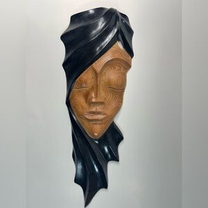 Carved Wooden Sculpture Womans Face